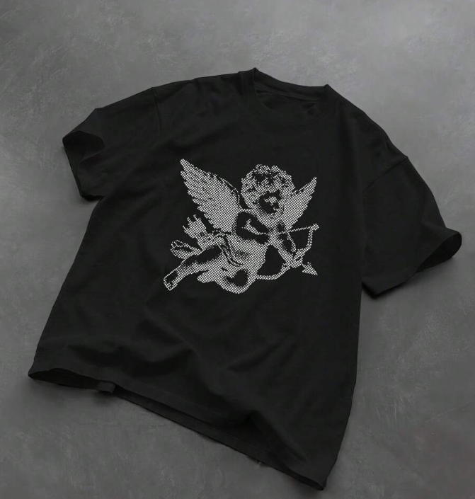 Angel Rhinestone Graphic T-Shirt – Elegant, Edgy & Trendy Streetwear Style